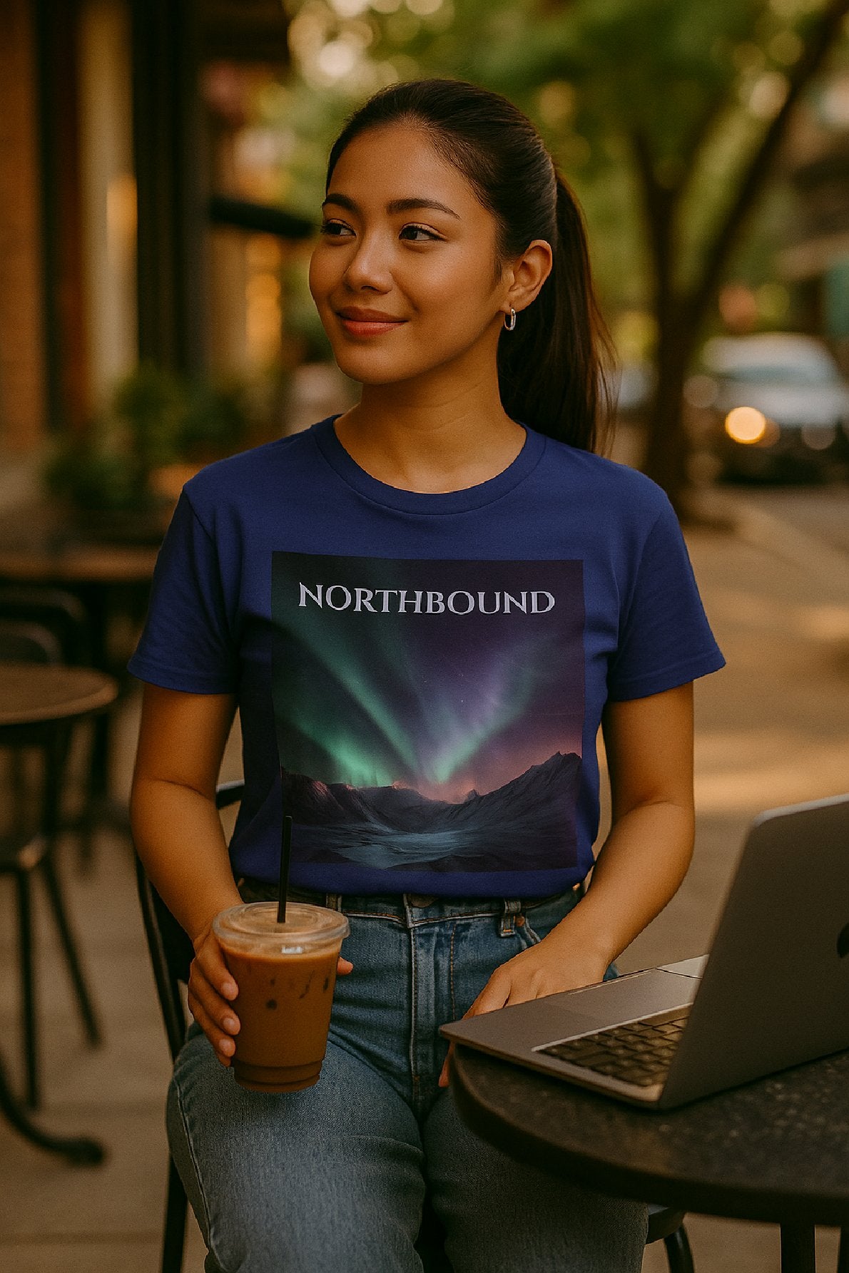 Topographic Aurora T-Shirt – Northbound Northern Lights Map Lines Tee