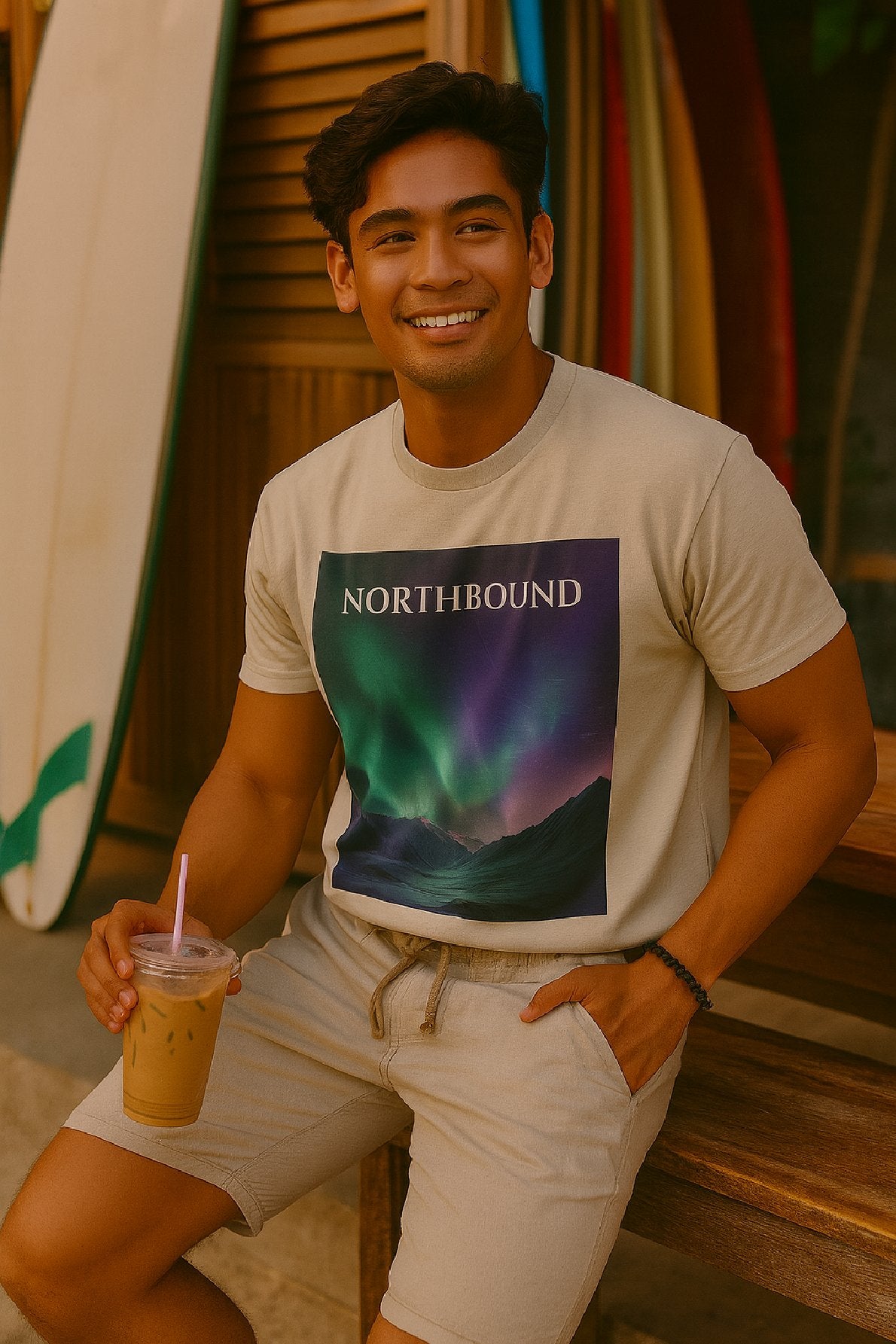 Topographic Aurora T-Shirt – Northbound Northern Lights Map Lines Tee
