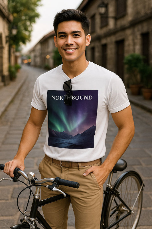 Topographic Aurora T-Shirt – Northbound Northern Lights Map Lines Tee